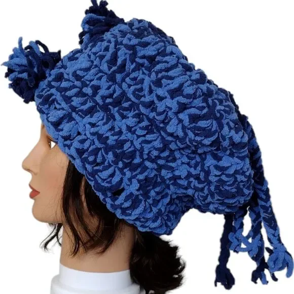 Slouchy, Beret Type Hat OOAK Handmade Crochet Free Hand Women's One Size - Picture 10 of 14